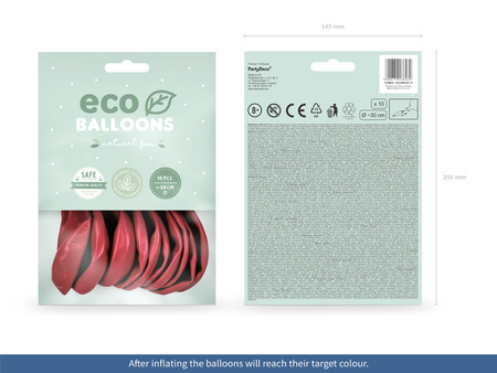 Balony Eco 30cm metalizowane, czerwony (1 op. / 10 szt.)