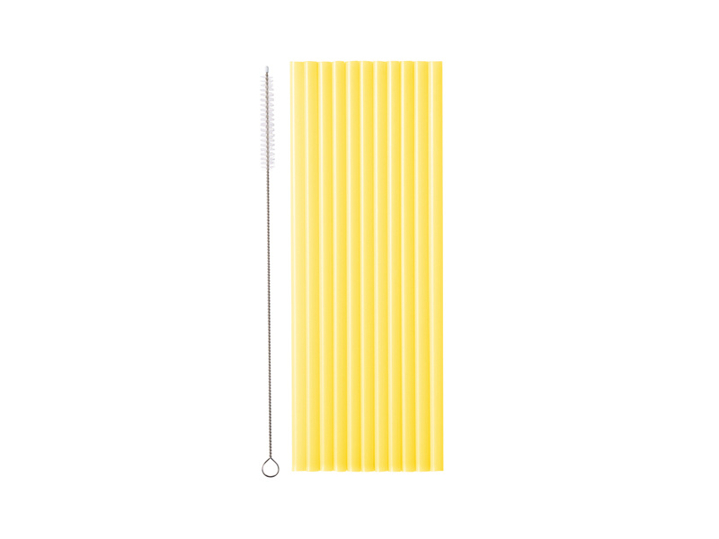 Żółte słomki plastikowe 23 cm - zestaw 12 sztuk