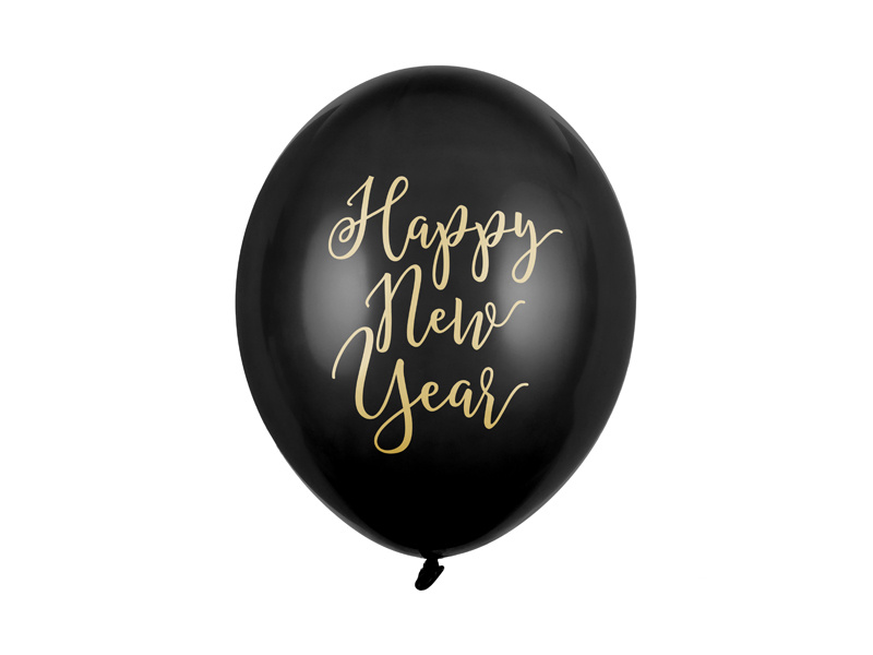Balony Happy New Year Pastel Black 30cm - opakowanie