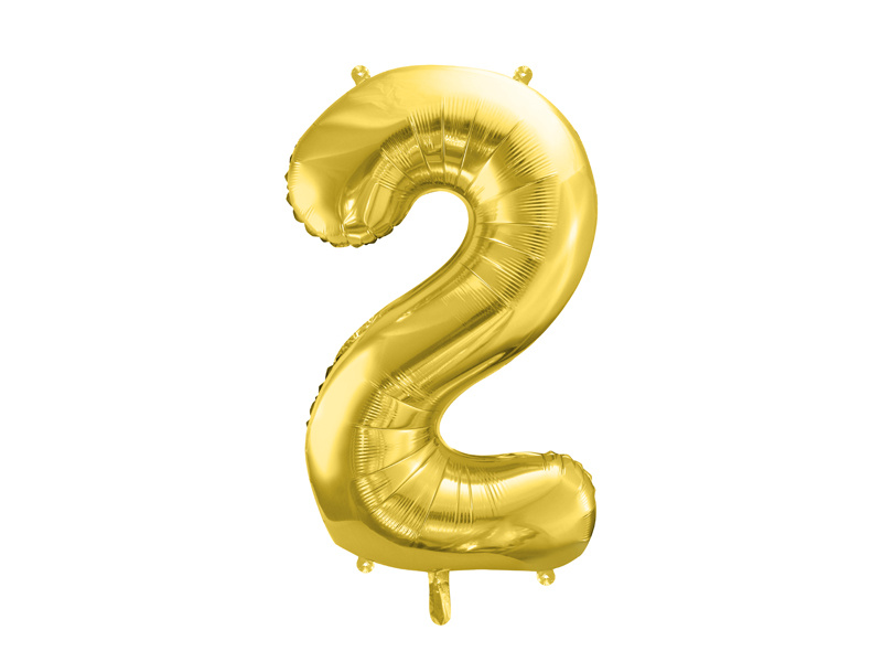 Balon foliowy Cyfra 2 jasny złoty 72 cm