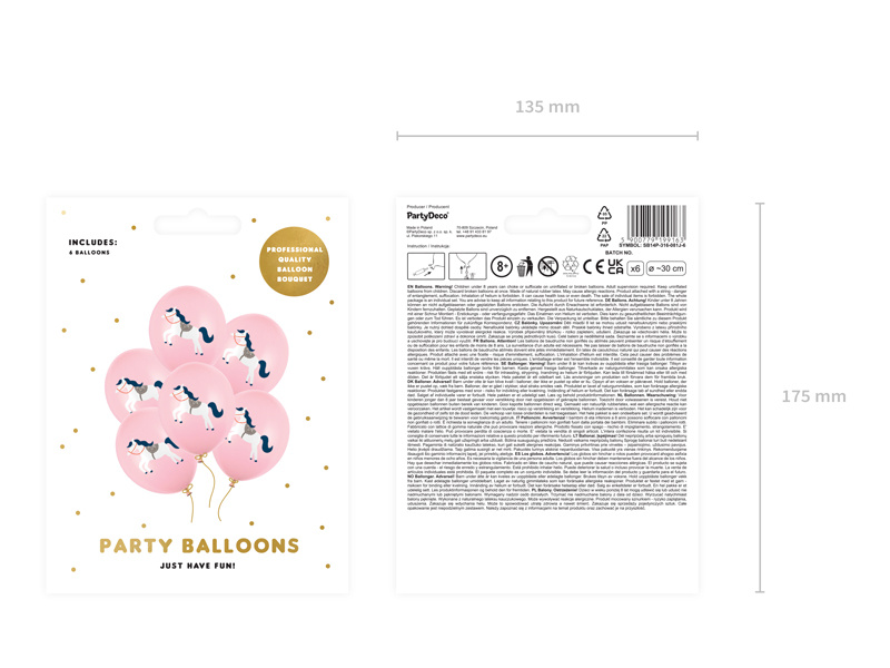 Balony Konik Pastel Pale Pink 30 cm - balony z nadrukiem