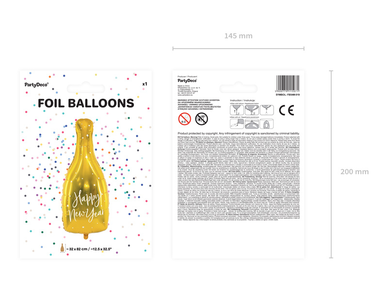 Balon foliowy Butelka Happy New Year złoty - zdjęcie 4