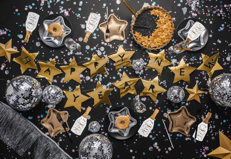 Baner Happy New Year - szczegóły wykończenia