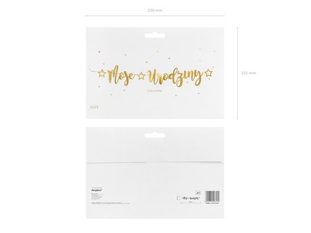 Baner Moje urodziny, złoty, 16,5x90cm