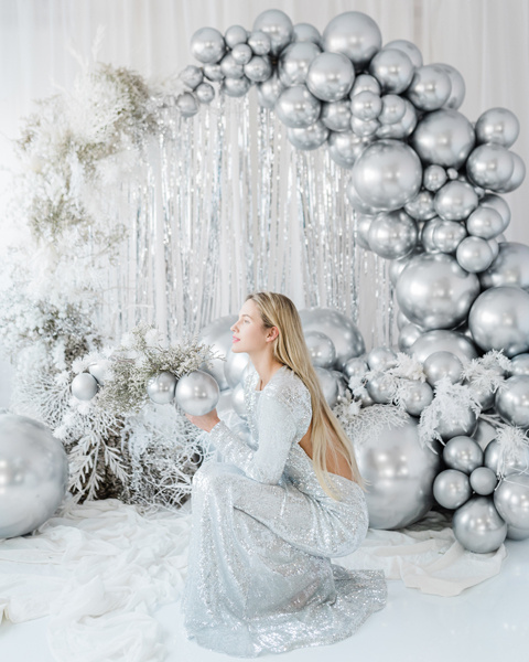 Balon okrągły Glossy 60 cm srebrny - przykład zastosowania