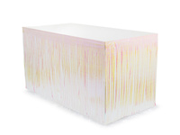 Skirting foliowy z frędzlami, opalizujący, 300x80cm