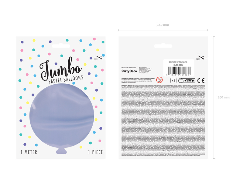 Balon okrągły 1m Pastel Light Lilac - detal