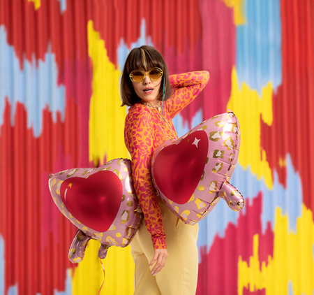 Balon foliowy Okulary serca, 95x41,5 cm, mix