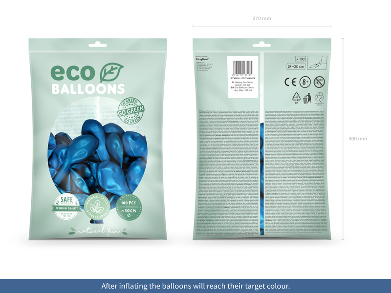 Balony Eco 30cm metalizowane granat - opakowanie 100 sztuk