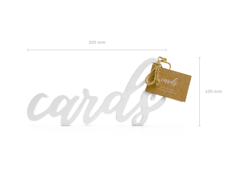 Drewniany napis Cards biały 20x10cm - zdjęcie 4