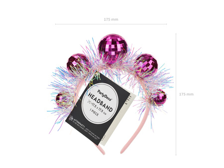 Opaska Kule Disco, 17.5x17.5 cm, różowy