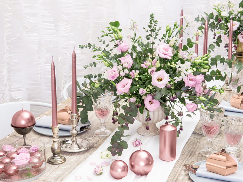 Świeca klubowa metalizowana różowe złoto - detale powierzchni