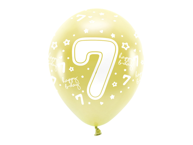 Balony Eco 33 cm Cyfra 7 jasny złoty