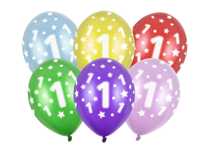 Balony 30cm 1st Birthday Metallic Mix