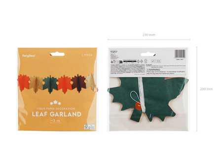 Girlanda bibułowa Liście, mix, 3m