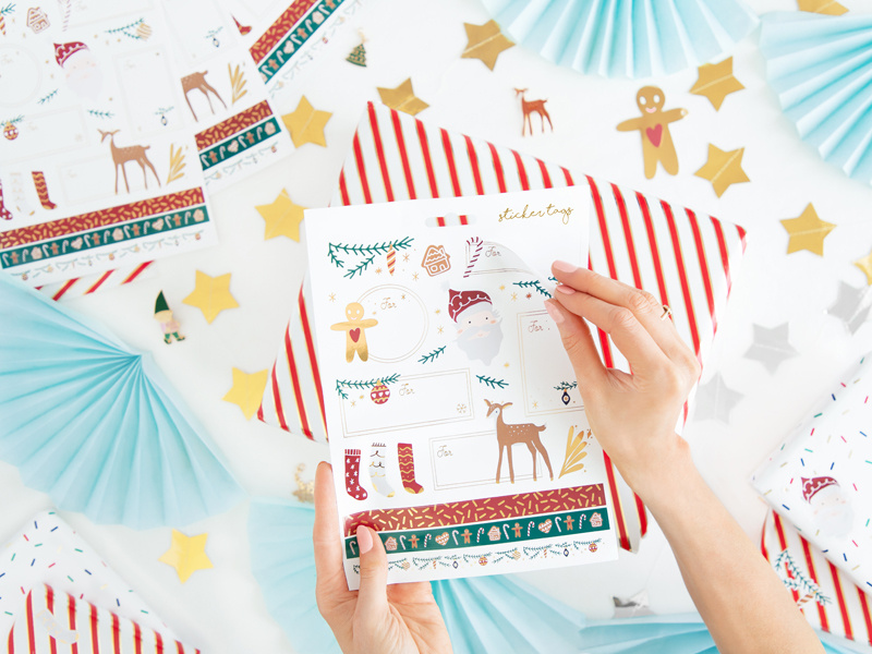 Naklejki świąteczne Mikołaj mix - różnorodne wzory i kolory