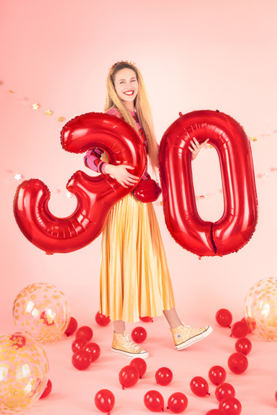 Duży balon foliowy cyfra 2 czerwony