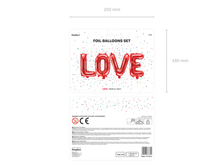 Balon foliowy Love, 140x35cm, czerwony