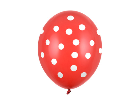 Balony 30cm, Kropki, Pastel Poppy Red (1 op. / 6 szt.)