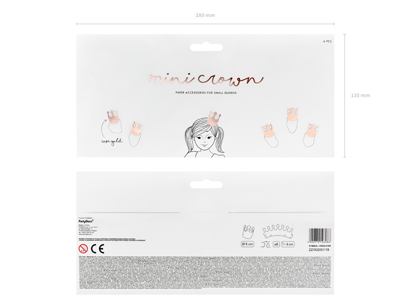 Korona Party różowe złoto – opakowanie 6 sztuk