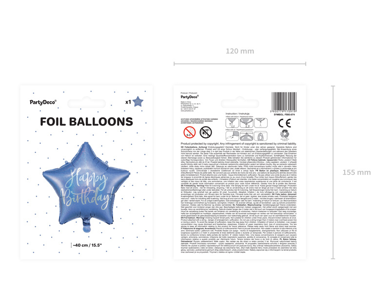 Balon foliowy Happy Birthday granat 40cm - zdjęcie 4