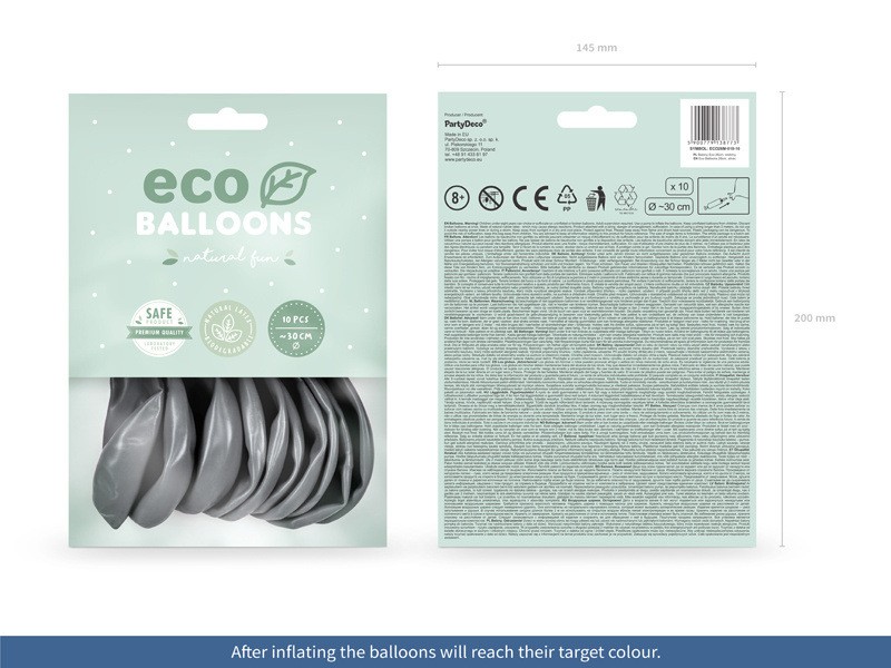 Balony Eco 26cm metalizowane srebrny - zdjęcie 2