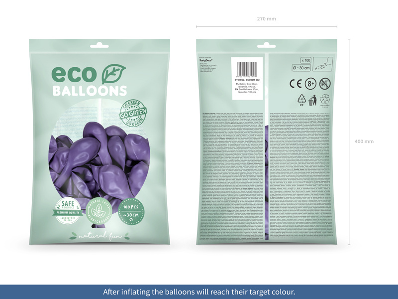 Balony Eco 30cm metalizowane lawenda - balony napompowane