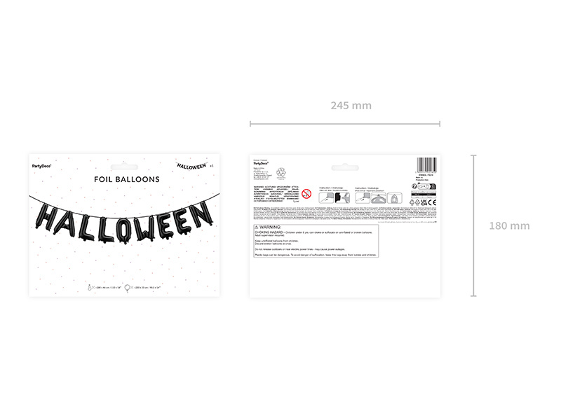 Balon foliowy Halloween czarny 280x46 cm - zdjęcie 2