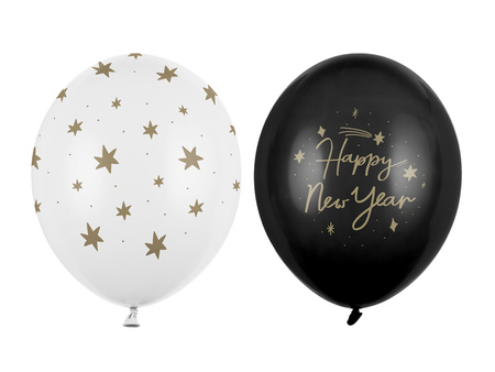 Balony 30 cm, Happy New Year, mix (1 op. / 50 szt.)