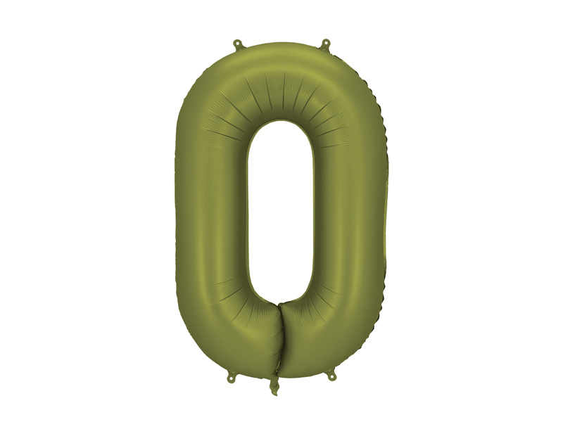 Balon foliowy Cyfra 0 86cm oliwkowy
