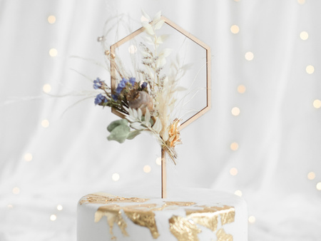 Topper drewniany Heksagon, 24cm