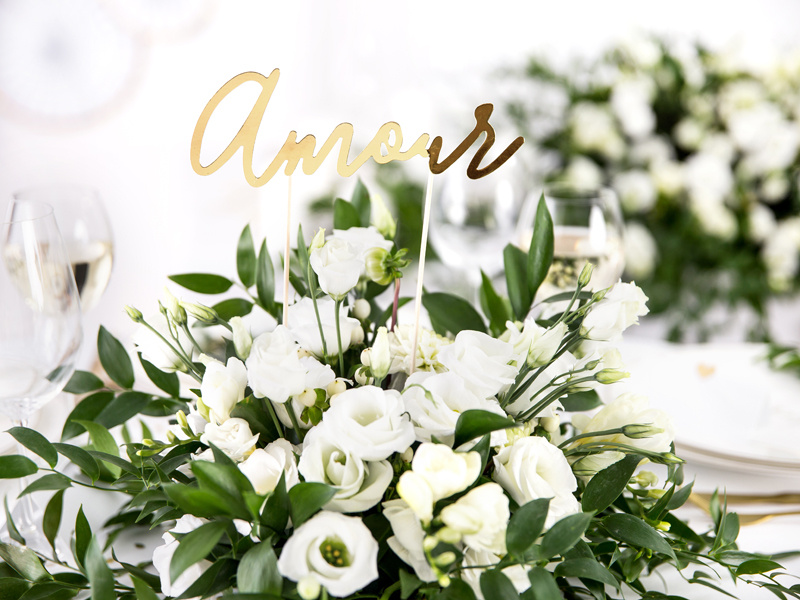 Topper na tort Amour złoty 22,5 cm tył