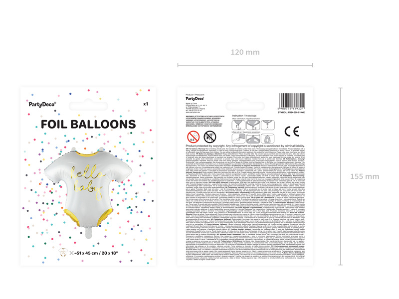 Balon śpioszki Hello Baby z bliska