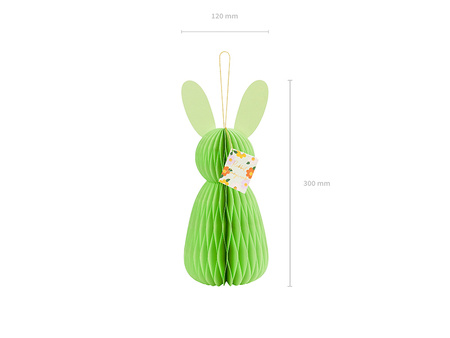 Dekoracja papierowa honeycomb Króliczek, jasny zielony, 30 cm