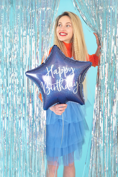 Balon foliowy Happy Birthday granat 40cm - zdjęcie 3