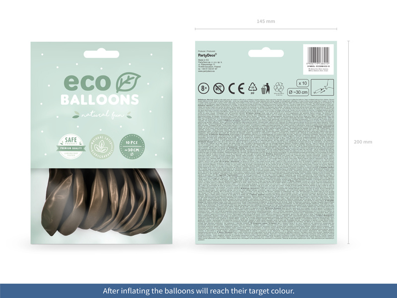 Balony Eco 26cm metalizowane brązowy w opakowaniu