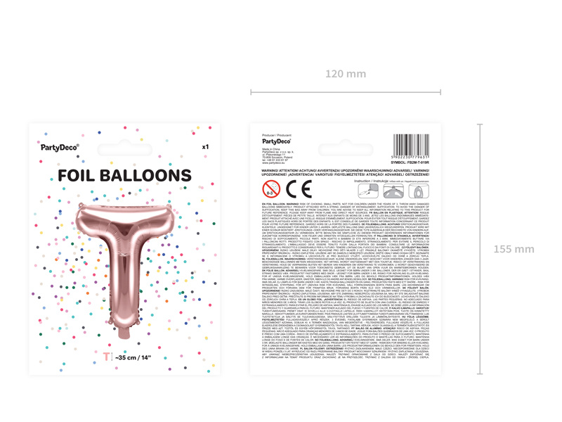 Balon foliowy Litera T 35cm różowe złoto - zdjęcie 4