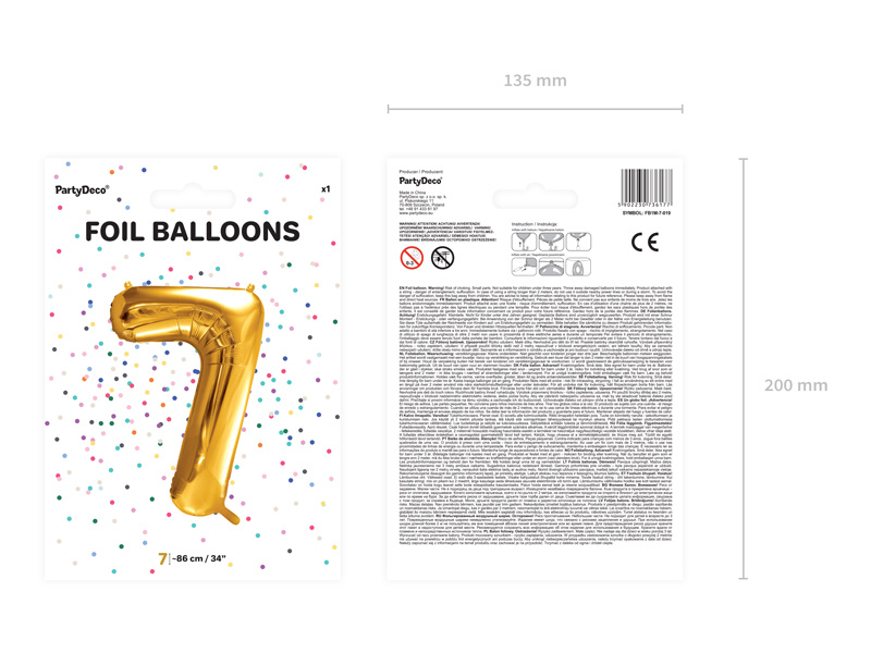 Złoty balon cyfra 7 – przykład zastosowania