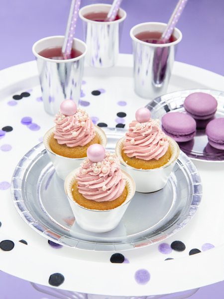 Talerzyki okrągłe srebrne 23cm - zdjęcie 5