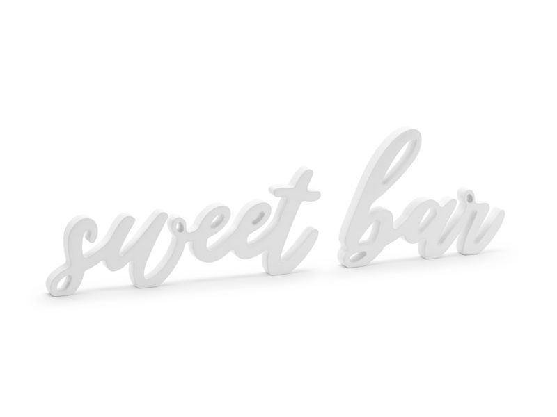 Drewniany napis Sweet bar biały 37x10cm - widok ogólny