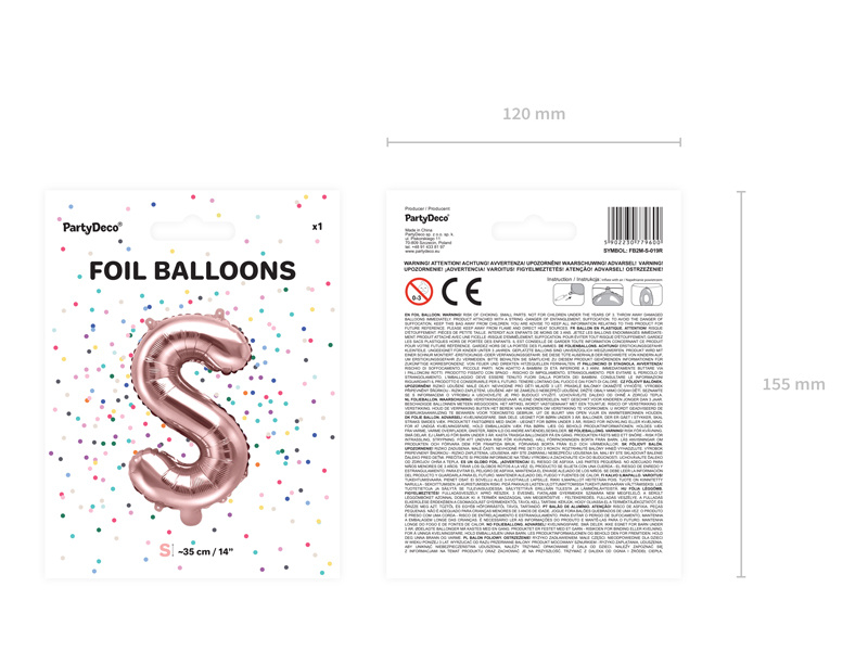 Balon foliowy litera S różowe złoto - detale