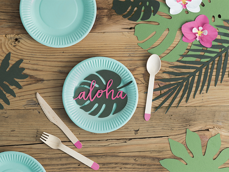 Zbliżenie na wizytówki Monstera Aloha