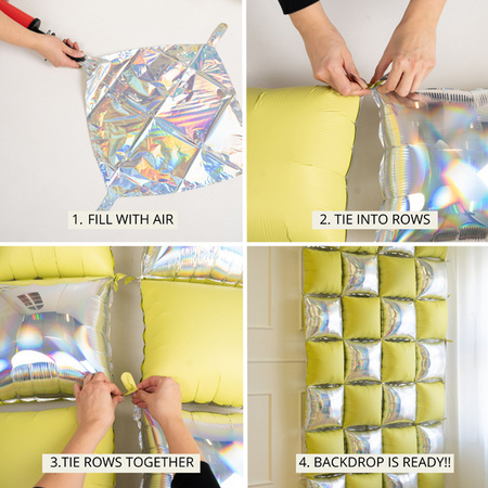 Balon foliowy kurtyna dwustronna Kwadrat, brudny róż, 35 x 35 cm (1 op. / 4 szt.)