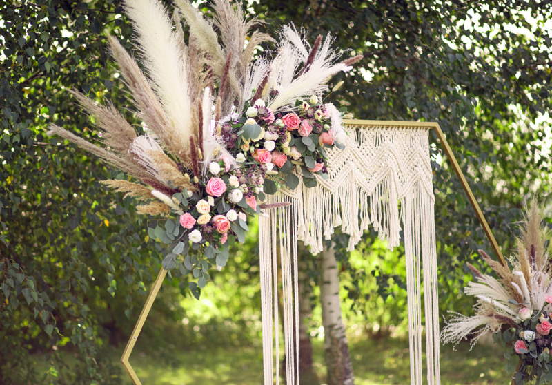 Makrama złamana biel detal dekoracji