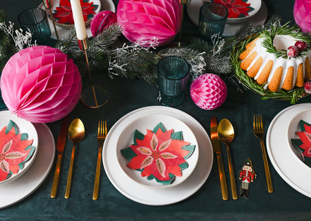 Serwetki Gwiazda betlejemska, mix, 14.5x15.5cm (1 op. / 20 szt.)