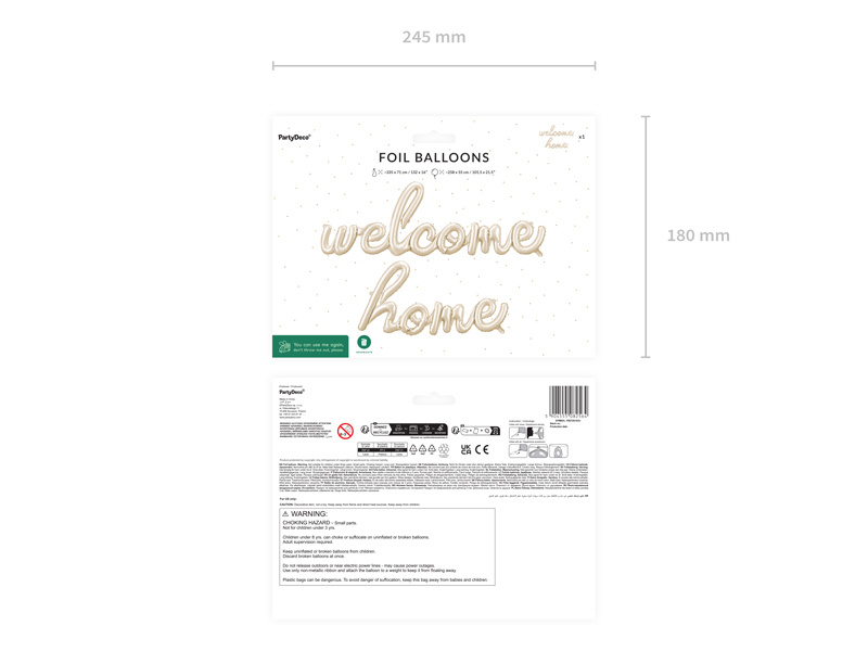 Balon foliowy Welcome Home cappuccino - detale