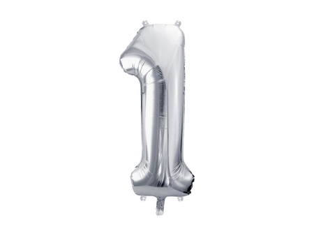 Balon foliowy Cyfra ''1'', 72cm, srebrny
