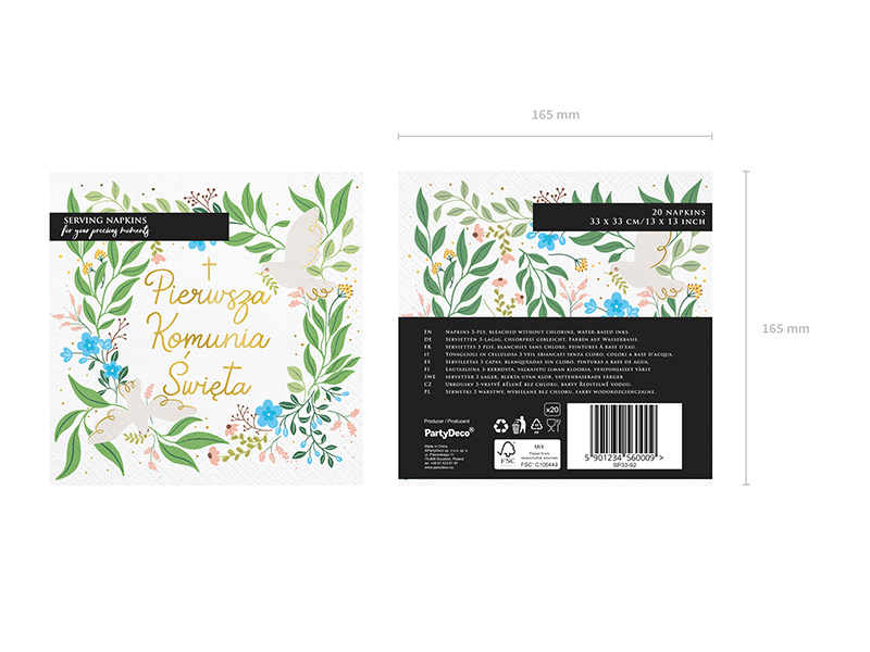 Serwetki komunijne z napisem