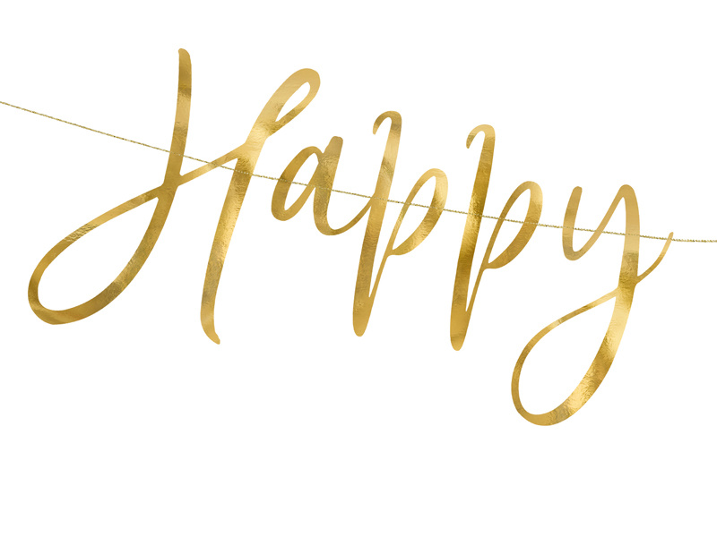 Zbliżenie na baner Happy New Year złoty