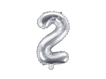 Balon foliowy Cyfra ''2'', 35cm, srebrny